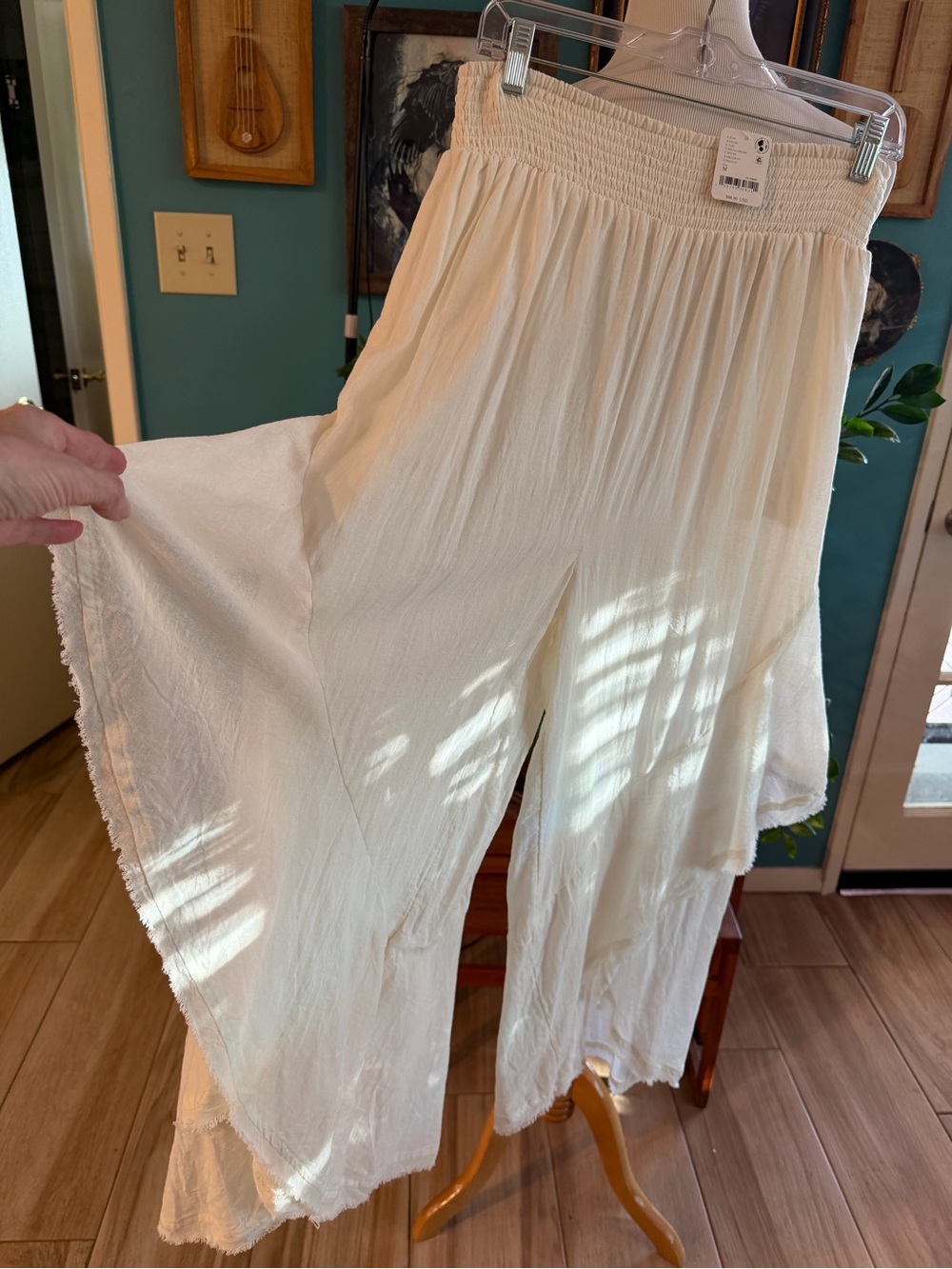 NWT Free People Songs of Summer Pants Flowy Cotton SZ M IVORY - Picture 7 of 10